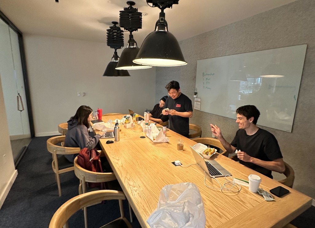 The Replo team having lunch together in the San Francisco office